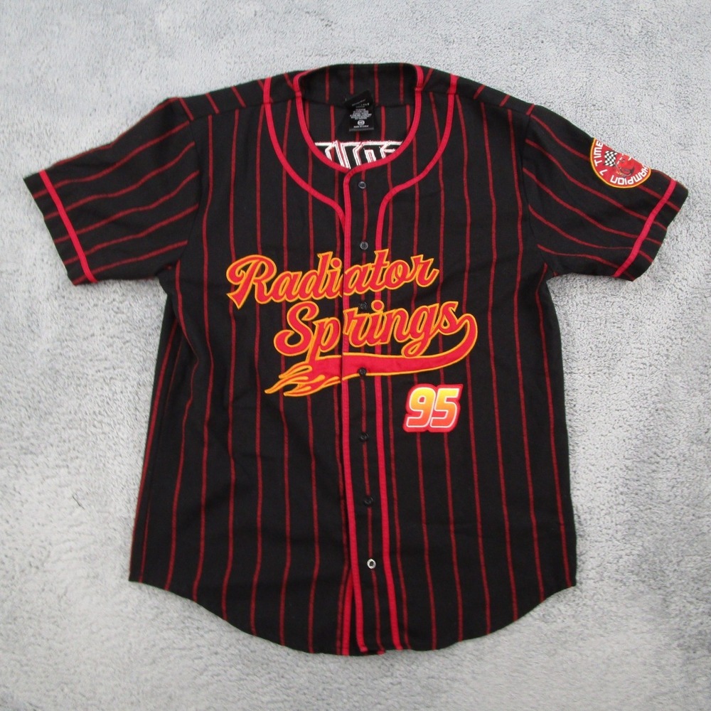 Disney Pixar Cars Lightning McQueen Baseball Jersey BoxLunch Black Red Mens MD